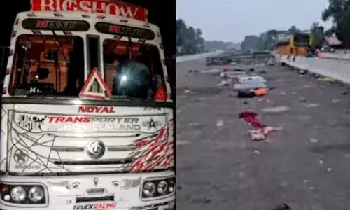 തടി കയറ്റിയ ലോറി പാഞ്ഞുകയറി:  ഉറങ്ങിക്കിടന്ന അഞ്ച് പേര്‍ക്ക് ദാരുണാന്ത്യം