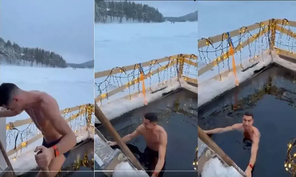 മൈനസ് 20 ഡിഗ്രി സെല്‍ഷ്യസ്; പൂളിലിറങ്ങി ക്രിസ്റ്റ്യാനോ!!  ദൃശ്യം വൈറല്‍