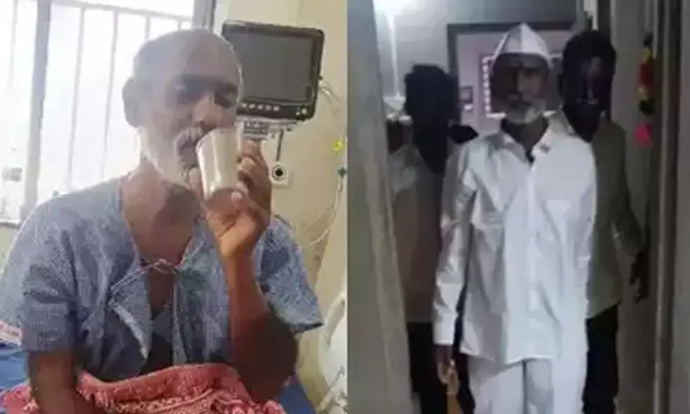ആംബുലന്‍സ് റോഡ് ബംബിലിടിച്ചു; പിന്നാലെ മരിച്ച വയോധികന് പുനര്‍ജന്‍മം