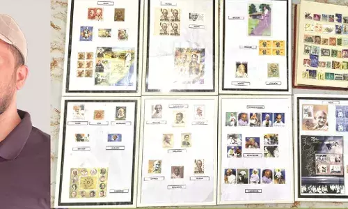 വിവിധ രാജ്യങ്ങളിറക്കിയ ഗാന്ധി സ്റ്റാമ്പുകളുടെ  അപൂര്‍വ ശേഖരവുമായി ഇര്‍ഷാദ്