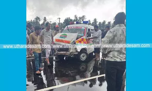 ഉപ്പളയില്‍ കാര്‍ ഇടിച്ച് ആംബുലന്‍സ് മറിഞ്ഞ് റോഡിലേക്ക് തെറിച്ചുവീണ കണ്ണൂര്‍ സ്വദേശിനി മരിച്ചു