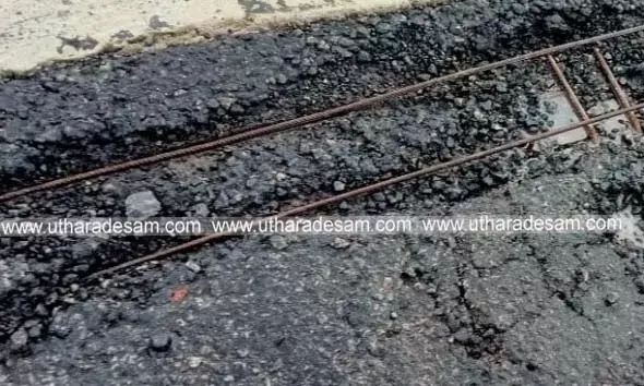 മാവുങ്കാലില്‍ ദേശീയപാത മേല്‍പ്പാലത്തിന് മുകളിലെ കോണ്‍ക്രീറ്റ് തകര്‍ന്നു; ആദ്യ മഴയില്‍ തന്നെ അപകടസാധ്യതയുണ്ടായതില്‍ യാത്രക്കാര്‍ക്ക് ആശങ്ക