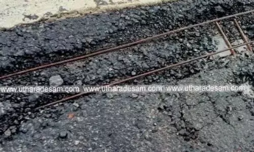 മാവുങ്കാലില്‍ ദേശീയപാത മേല്‍പ്പാലത്തിന് മുകളിലെ കോണ്‍ക്രീറ്റ് തകര്‍ന്നു; ആദ്യ മഴയില്‍ തന്നെ അപകടസാധ്യതയുണ്ടായതില്‍ യാത്രക്കാര്‍ക്ക് ആശങ്ക