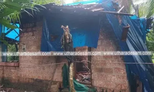 കട്ടത്തടുക്കയില് വീടിന്റെ മേല്ക്കൂര തകര്ന്നു; ദിവസങ്ങള്ക്ക് മുമ്പ് വീട്ടുകാരെ ഒഴിപ്പിച്ചതിനാല് വന് ദുരന്തം ഒഴിവായി കട്ടത്തടുക്കയില് വീടിന്റെ മേല്ക്കൂര തകര്ന്നു; ദിവസങ്ങള്ക്ക് മുമ്പ് വീട്ടുകാരെ ഒഴിപ്പിച്ചതിനാല് വന് ദുരന്തം ഒഴിവായി