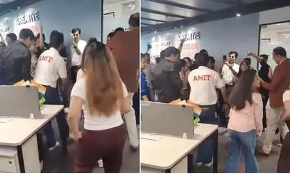 അഹമ്മദാബാദ് വിമാനദുരന്തം: ദു:ഖാചരണത്തിനിടെ ഓഫീസ് പാര്ട്ടി; 4 ജീവനക്കാരെ സസ്പെന്ഡ് ചെയ്ത് എയര് ഇന്ത്യ അഹമ്മദാബാദ് വിമാനദുരന്തം: ദു:ഖാചരണത്തിനിടെ ഓഫീസ് പാര്ട്ടി; 4 ജീവനക്കാരെ സസ്പെന്ഡ് ചെയ്ത് എയര് ഇന്ത്യ