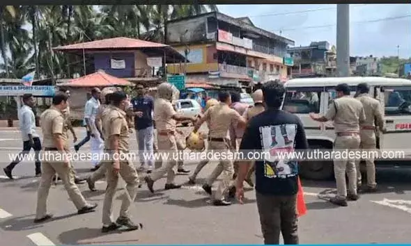 സീതാംഗോളിയില്‍ വാഹനങ്ങള്‍ തടഞ്ഞ പണിമുടക്കനുകൂലികള്‍ പൊലീസിനെ അക്രമിച്ചു; 3 സി.പി.എം പ്രവര്‍ത്തകര്‍ റിമാണ്ടില്‍