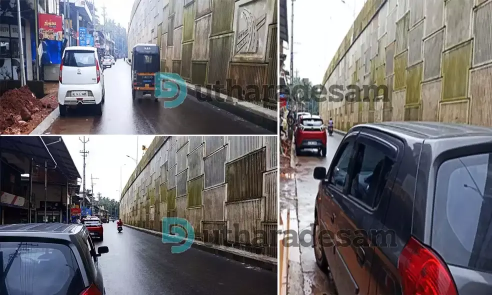 എന്‍.എച്ച് സര്‍വീസ് റോഡില്‍ അനധികൃത പാര്‍ക്കിംഗ്; വഴിമുട്ടി കാല്‍നട യാത്രക്കാര്‍