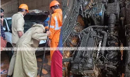 പുല്ലൂരില് ഓടിക്കൊണ്ടിരുന്ന കാറിന് തീപിടിച്ചു; യാത്രക്കാരന് രക്ഷപ്പെട്ടു പുല്ലൂരില് ഓടിക്കൊണ്ടിരുന്ന കാറിന് തീപിടിച്ചു; യാത്രക്കാരന് രക്ഷപ്പെട്ടു