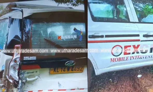 കുമ്പളയില്‍ എക് സൈസിന്റെ വാഹനം നിയന്ത്രണം വിട്ട് നിര്‍ത്തിയിട്ട കാറിന് പിറകിലിടിച്ച് ജീവനക്കാര്‍ക്ക് പരിക്ക്