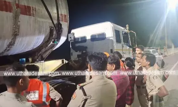 ഉപ്പളയില്‍ ടാങ്കര്‍ ലോറിയില്‍ നിന്ന് സ്പിരിറ്റ് ചോര്‍ന്നത് പരിഭ്രാന്തി പരത്തി