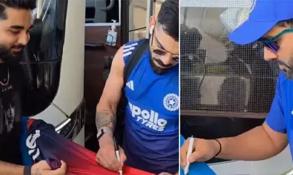 പാകിസ്ഥാന്‍ വംശജനായ ആരാധകന് ഓട്ടോഗ്രാഫ് നല്‍കി ഇന്ത്യന്‍ താരങ്ങളായ വിരാട് കോലിയും രോഹിത് ശര്‍മയും