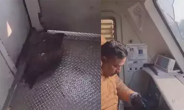 ഓടിക്കൊണ്ടിരുന്ന ട്രെയിനിന്റെ ഗ്ലാസ്സില്‍ ഇടിച്ചുകയറിയ പരുന്ത് ക്യാബിനുള്ളില്‍ കടന്ന് ലോക്കോ പൈലറ്റിന് പരിക്ക്