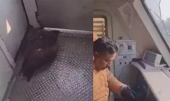 ഓടിക്കൊണ്ടിരുന്ന ട്രെയിനിന്റെ ഗ്ലാസ്സില്‍ ഇടിച്ചുകയറിയ പരുന്ത് ക്യാബിനുള്ളില്‍ കടന്ന് ലോക്കോ പൈലറ്റിന് പരിക്ക്