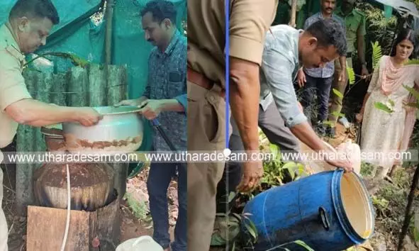 മാലോത്തെ വ്യാജമദ്യകേന്ദ്രത്തില്‍ എക്സൈസ് റെയ്ഡ്; 260 ലിറ്റര്‍ വാഷും 10 ലിറ്റര്‍ ചാരായവും പിടികൂടി