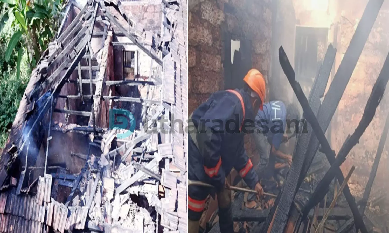 കറന്തക്കാട്ട് ഗ്യാസ് അടുപ്പില്‍ നിന്ന് തീ പടര്‍ന്ന് വീട് പൂര്‍ണ്ണമായും കത്തിനശിച്ചു; 10 ലക്ഷം രൂപയുടെ നഷ്ടം