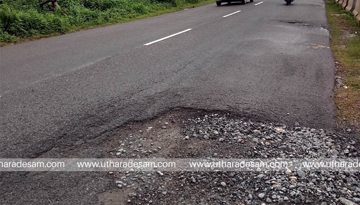 ദേശീയപാതയില്‍ പരക്കെ ചതിക്കുഴികള്‍; അപകടവും ഗതാഗത തടസ്സവും തുടര്‍ക്കഥ