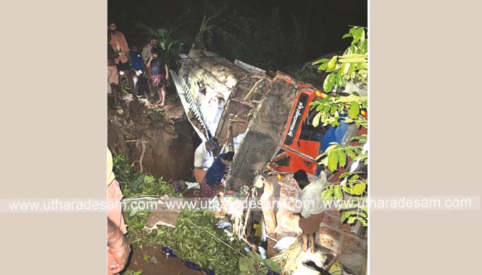 ടാങ്കര്‍ ലോറി നിയന്ത്രണം വിട്ട് വീടിന് മുകളില്‍ വീണു